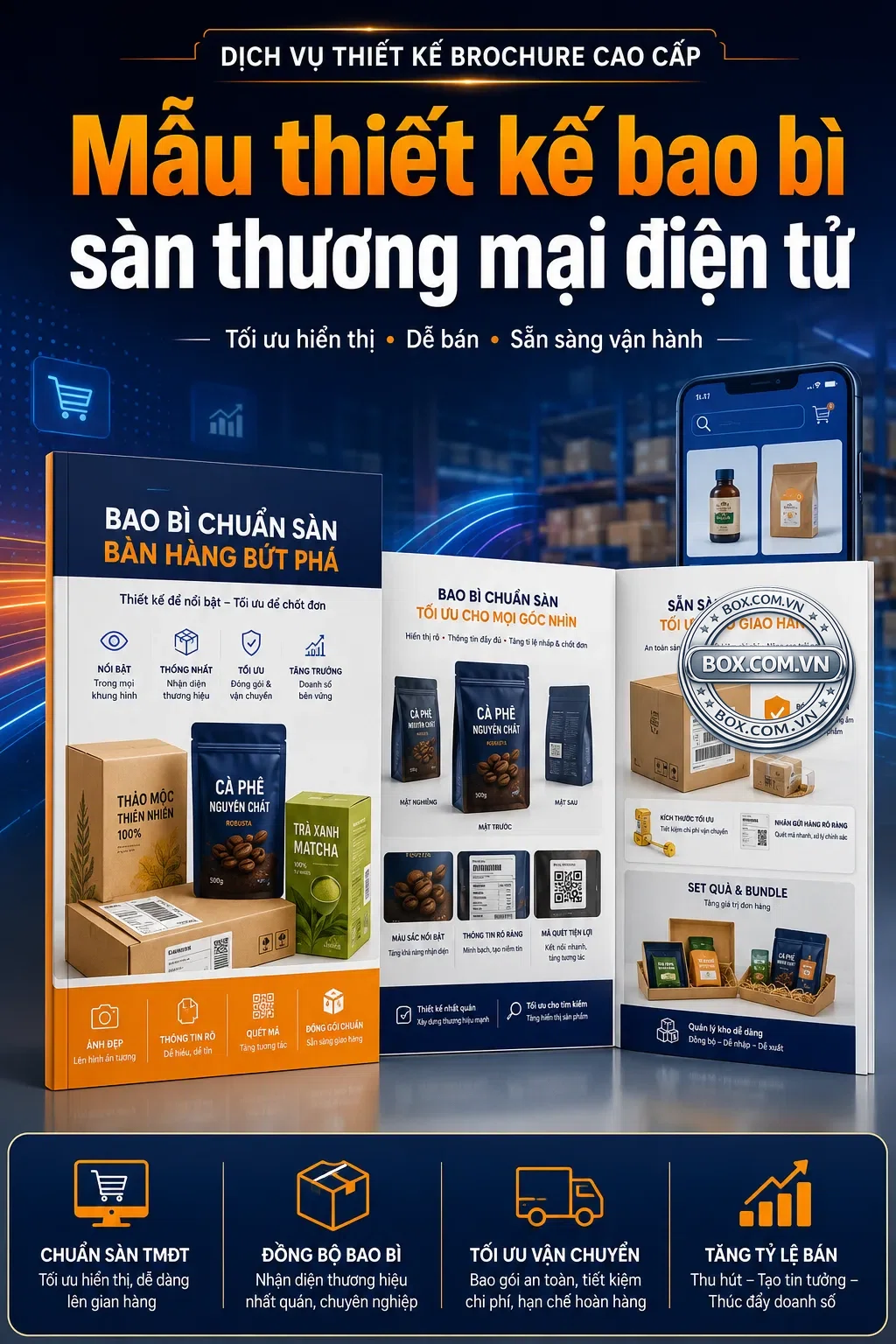 Mẫu thiết kế bao bì sàn thương mại điện tử